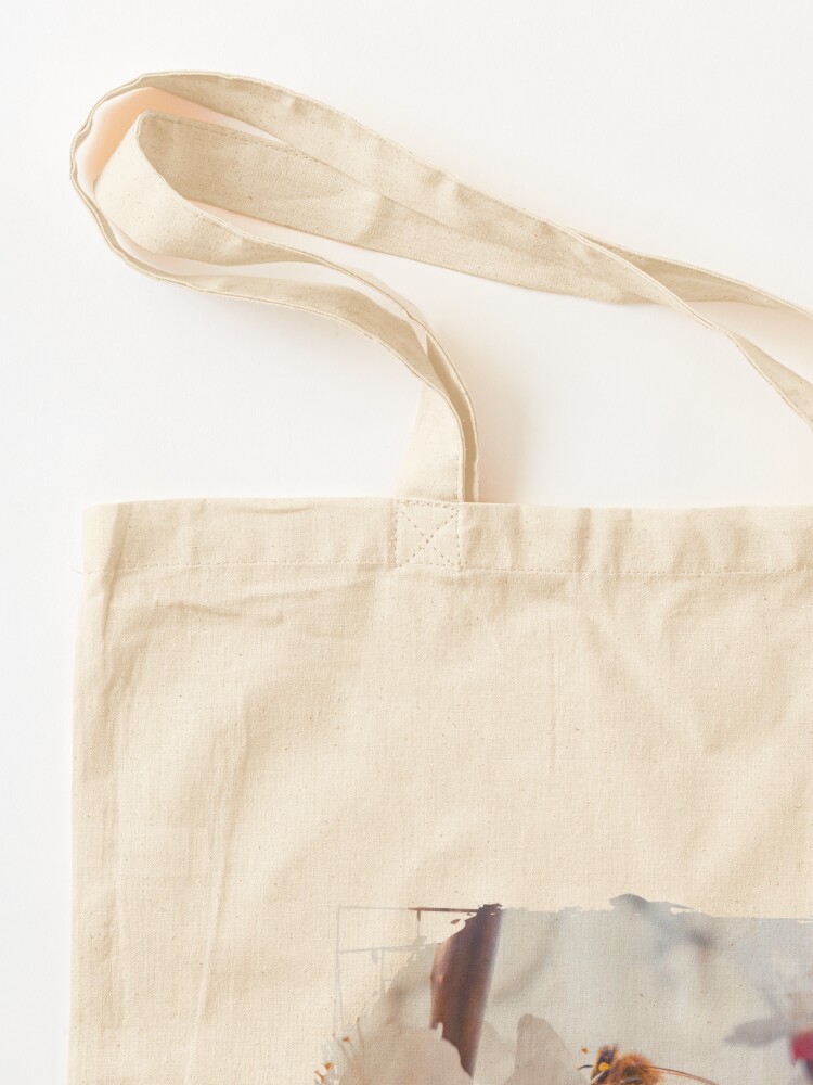 Alternate view of honey bee on apricot flowers Tote Bag