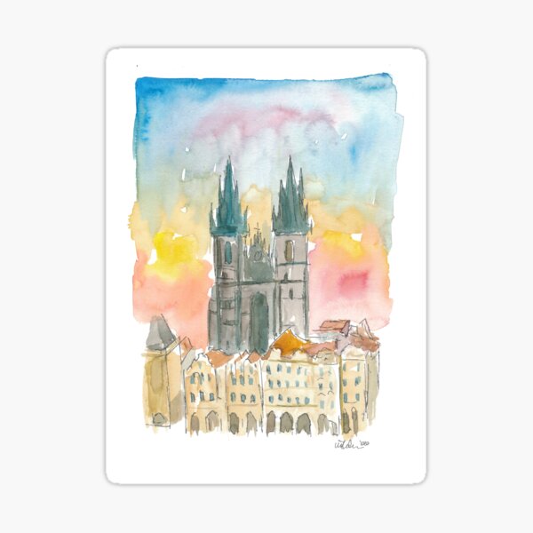 Aperçu de l'œuvre La cathédrale de Tyn à Prague République Tchèque Vue impressionniste créée et vendue par artshop77.