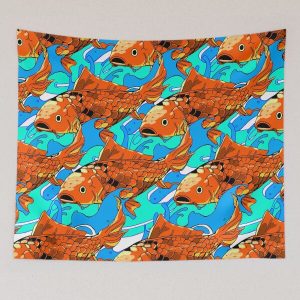 Item preview, seamless koi pattern with waves pact tight together designed and sold by Bob Wong.