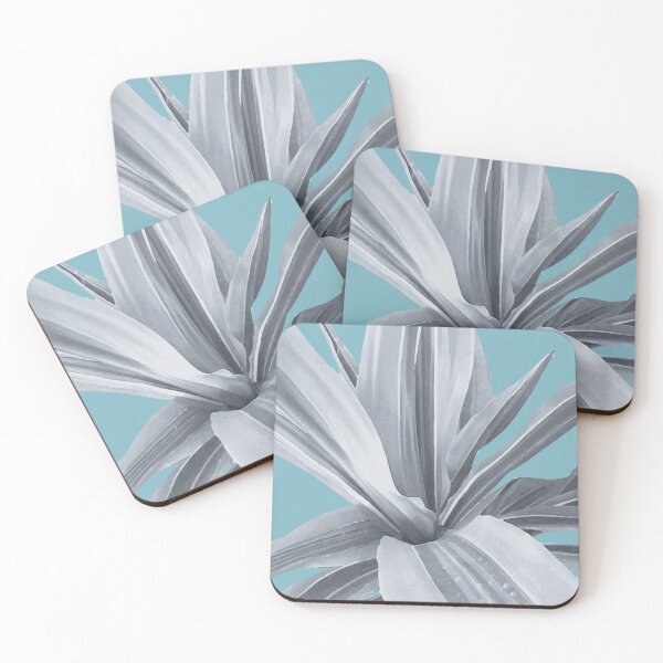 Item preview, Grey leaves. Tropical blue. designed and sold by PrintedDreams.