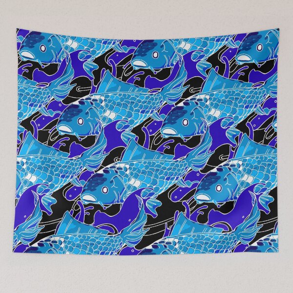 Item preview, seamless koi pattern with waves pact tight together_negative designed and sold by Bob Wong.