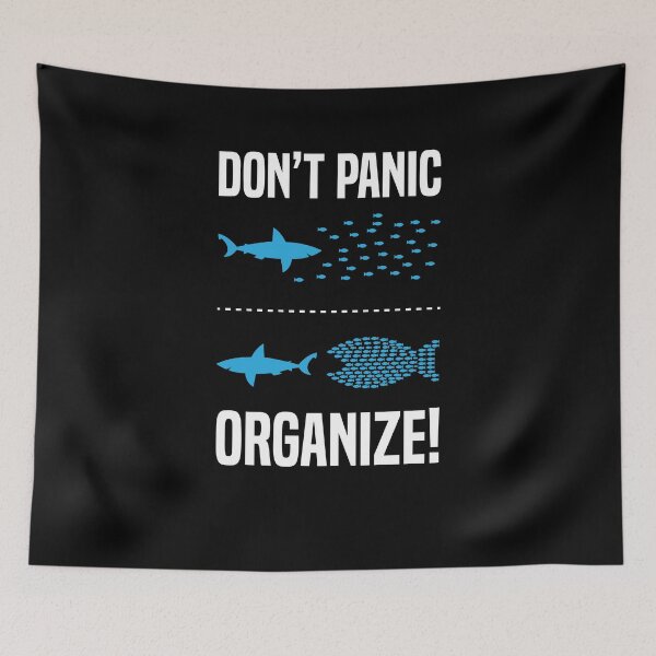Item preview, Don't panic organise fish swarm vs shark designed and sold by Teeward.