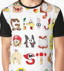 Super Mario Alphabet Grafik T-Shirt