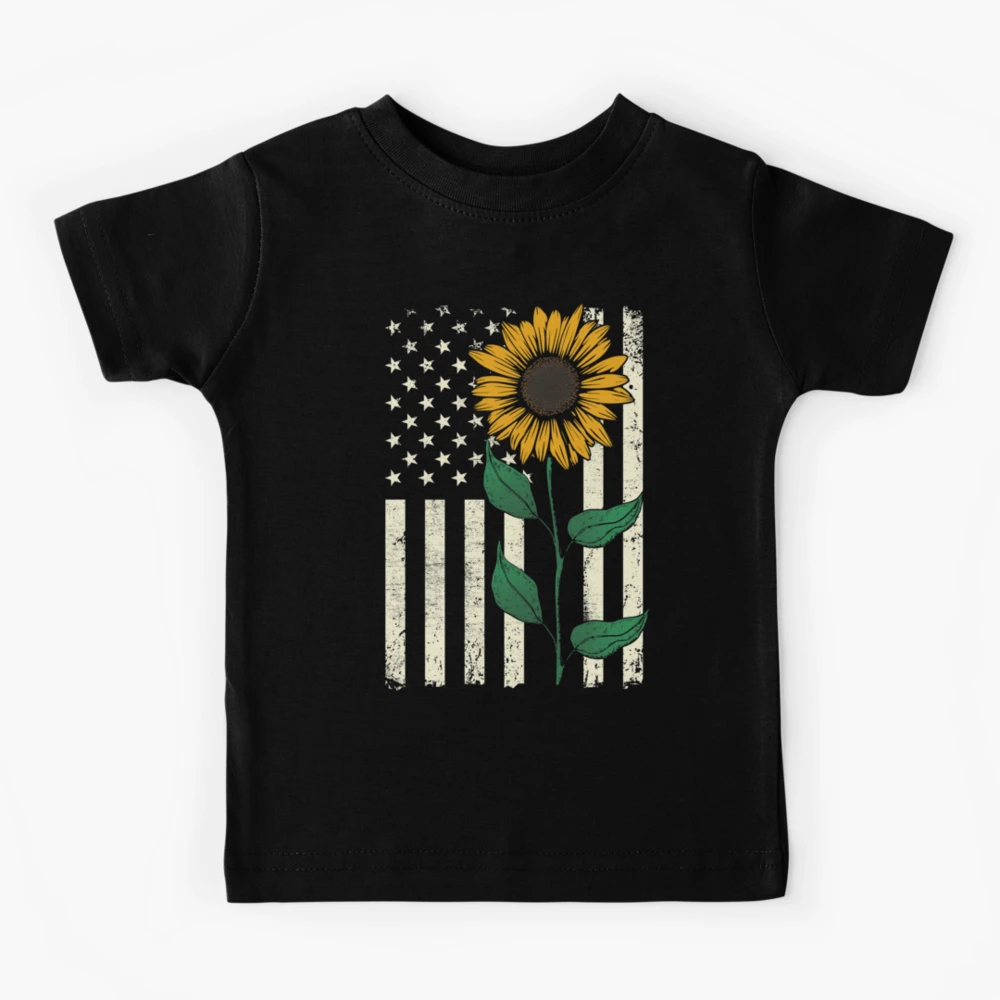 Kamendita Women Four of July Crop Tops American Flag Sunflower