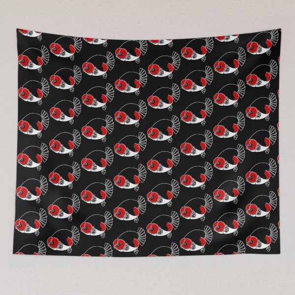 Aperçu de l'œuvre Logo Ranchu Tri Color Goldfish sur fond noir 0324A créée et vendue par Nosnah.