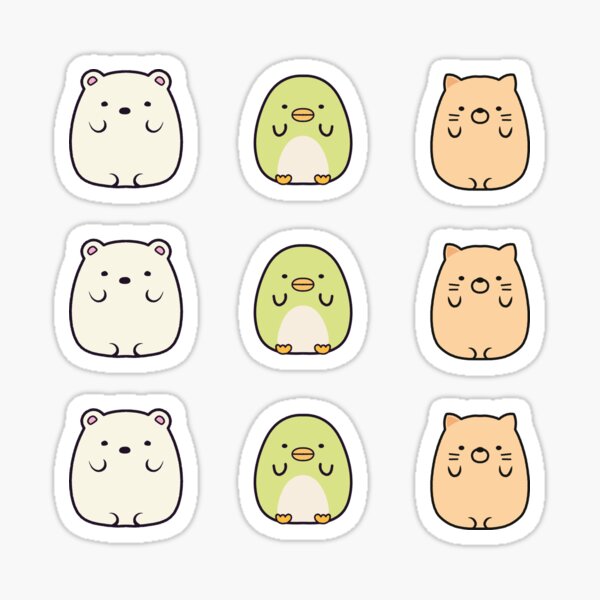Cute Kawaii Cartoon Animals - Arctic Bear Cat and Duck\