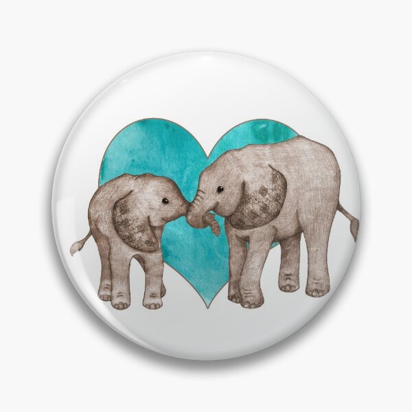 Item preview, Baby Elephant Love - sepia on teal watercolour designed and sold by Perrin Le Feuvre.