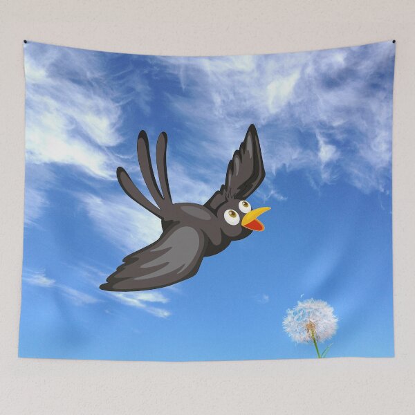 Item preview, happy blackbird flying through a blue sky designed and sold by headpossum.