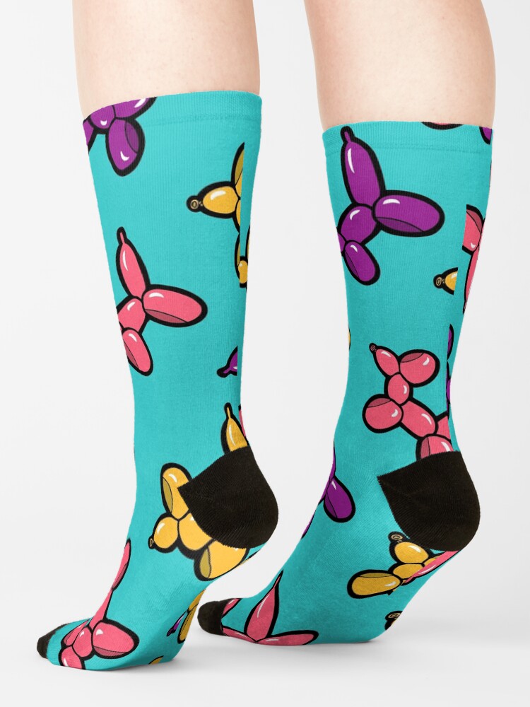 Alternate view of Balloon Animal Dogs Pattern in Blue Socks