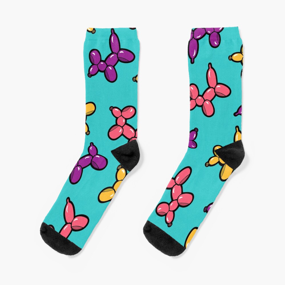Balloon Animal Dogs Pattern in Blue Socks