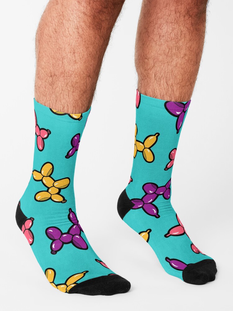 Alternate view of Balloon Animal Dogs Pattern in Blue Socks