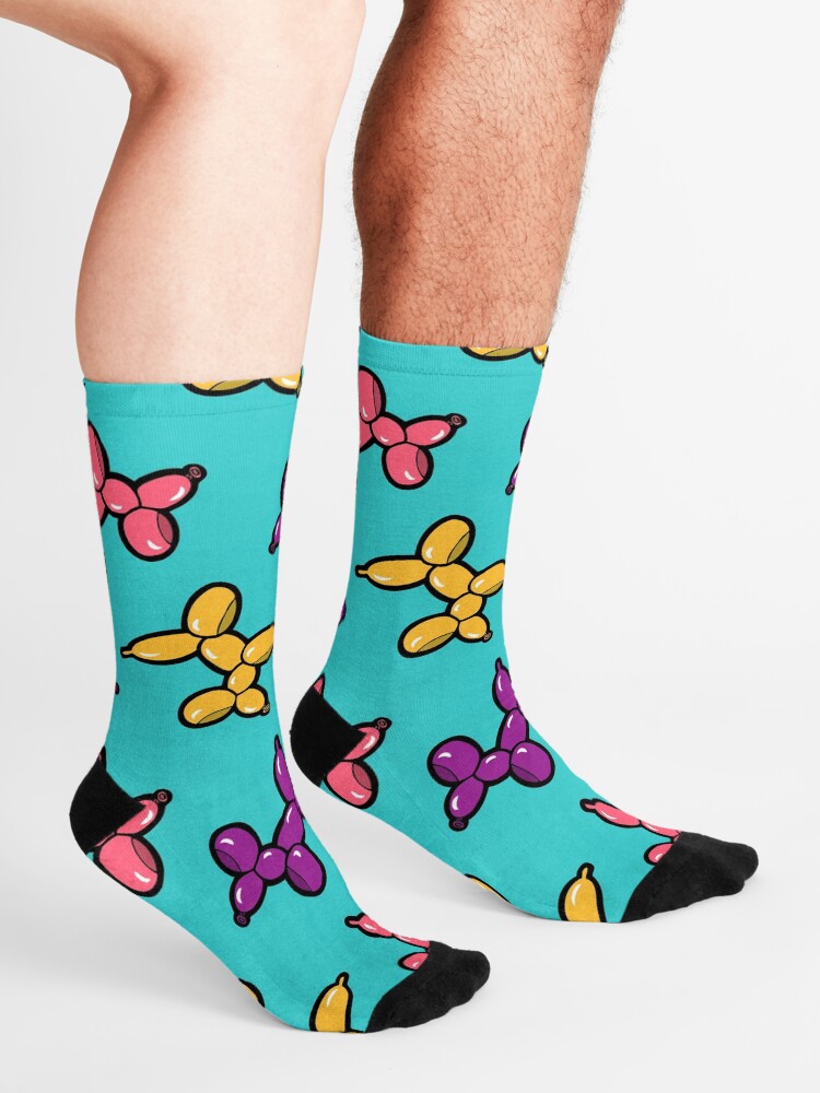 Alternate view of Balloon Animal Dogs Pattern in Blue Socks