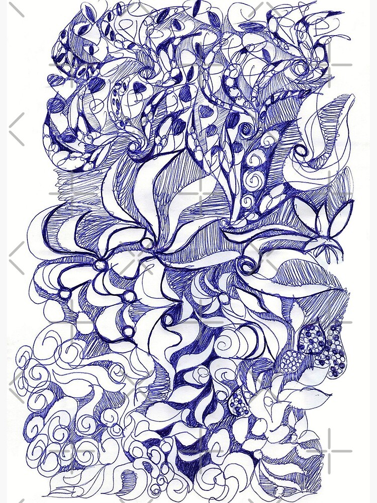 Blue Biro Doodle Art Board Print By Ritadegiovanni Redbubble
