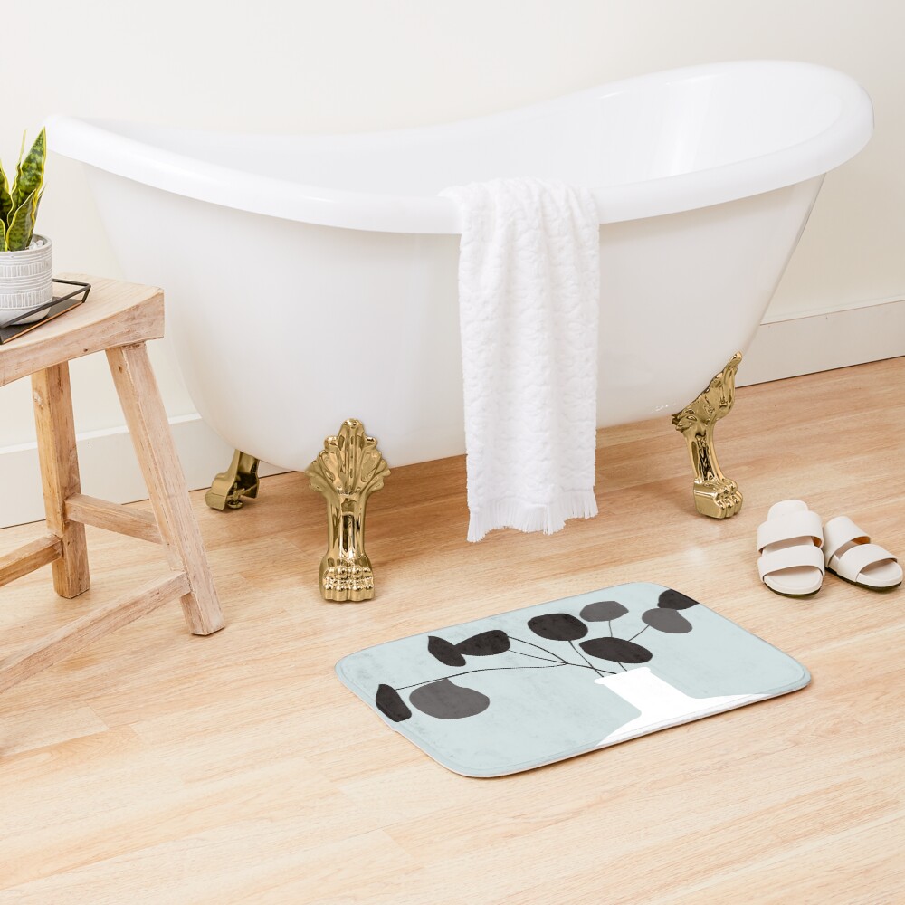 White Vase Bath Mat