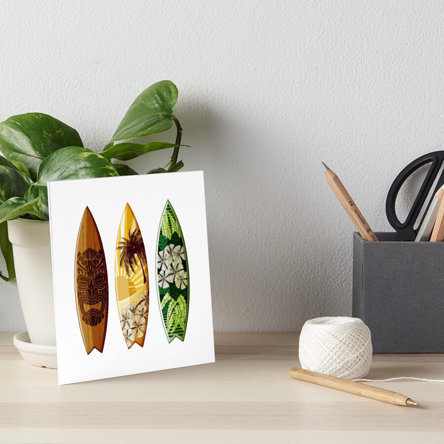 Halfi Luhli Sandström アートプレート フィンランド製 Aloha Island surfboards brightly decorated