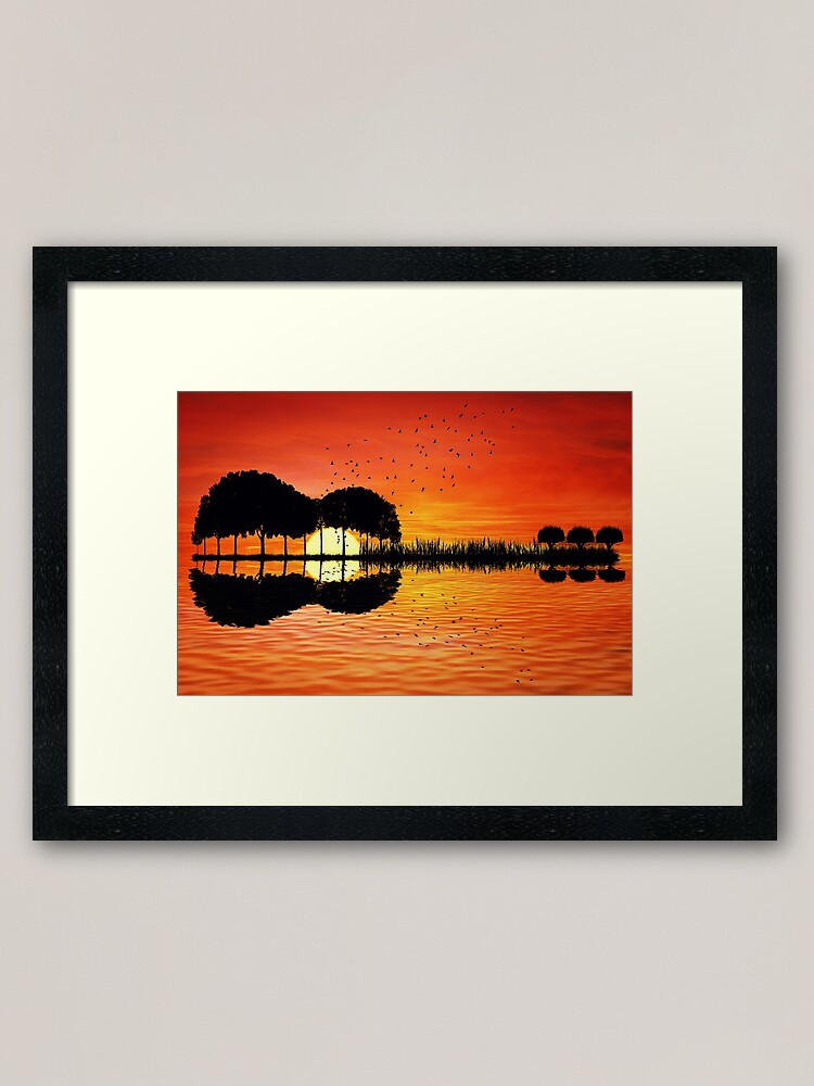 Alternate view of guitar island sunset Framed Art Print