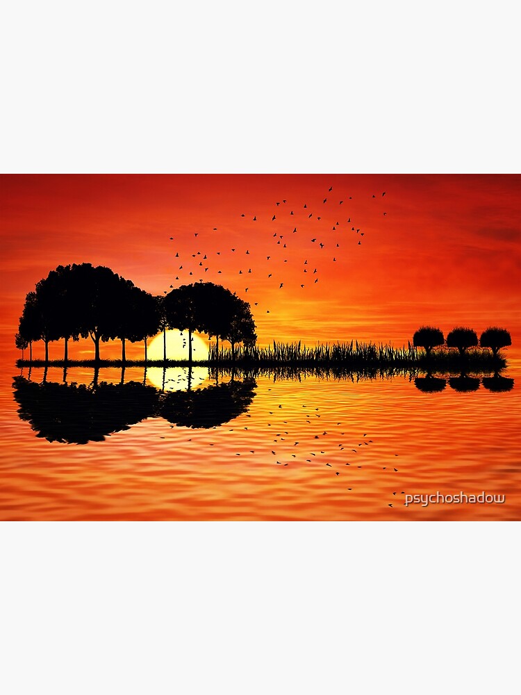guitar island sunset by psychoshadow
