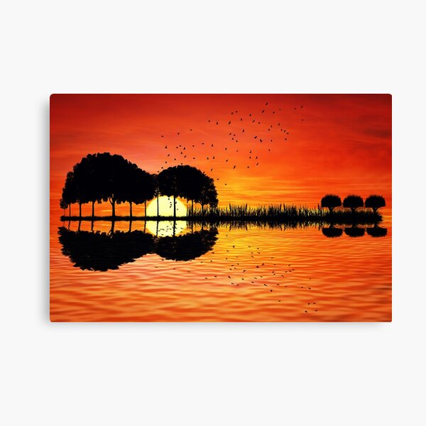 guitar island sunset Canvas Print