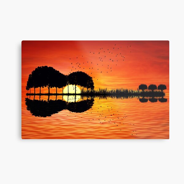 guitar island sunset Metal Print