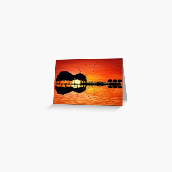 guitar island sunset Greeting Card