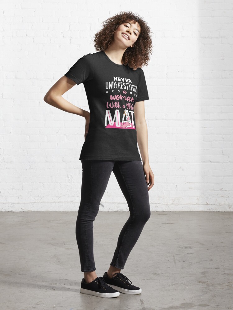 Never Underestimate a Woman with a Yoga Mat Kids T-Shirt for Sale by jaygo