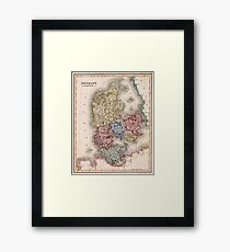 Vintage Map of Denmark (1838) Framed Print
