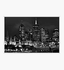 Melbourne and Flinders street in b/w Photographic Print