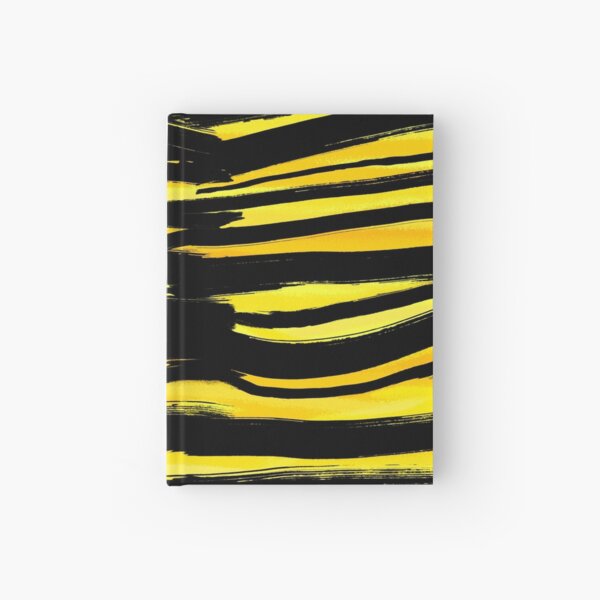Striped and yellow - Fusion of pen strokes Hardcover Journal