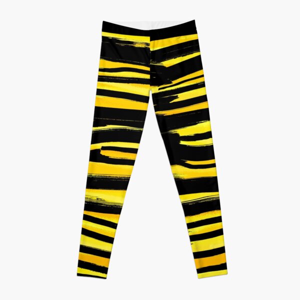 Striped and yellow - Fusion of pen strokes Leggings