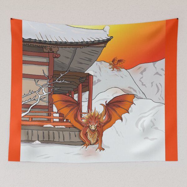 Item preview, Dragon at the Japanese shrine designed and sold by CuisineCat.