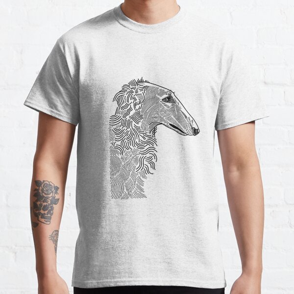 Borzoi portrait blackwork flash design Classic T-Shirt