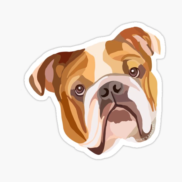 English Bulldog Illustration  Sticker for Sale by HopesPalette
