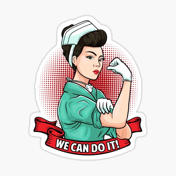 Rosie the riveter nurse pandemic sticker