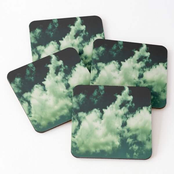 Item preview, Modern dramatic abstract white puffy clouds on a dark teal sky designed and sold by by-jwp.