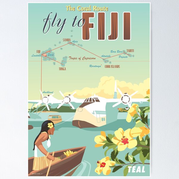 Item preview, Coral Route - Fiji and Solent flying boat designed and sold by contourcreative.