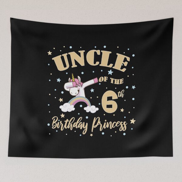 Item preview, Uncle Of The 6th Birthday Princess Girl Unicorn B-day print designed and sold by Grabitees.