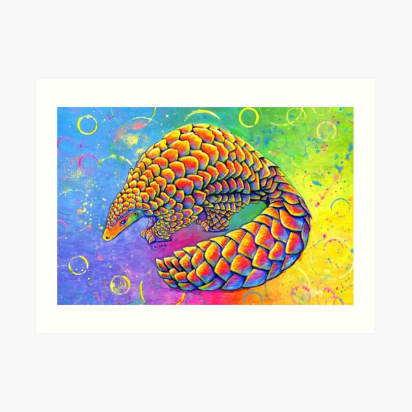 Psychedelic Rainbow Pangolin Art Print