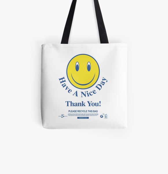 Have a Nice Day Handmade Tote Canvas Bag Smiley Bag Smiley 