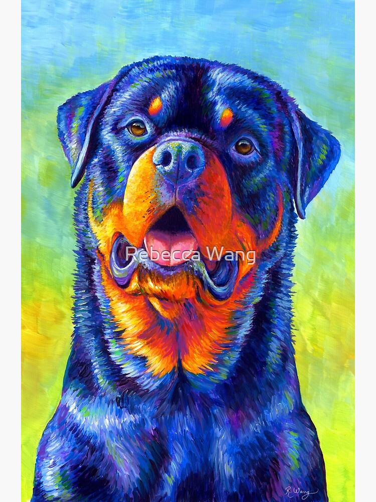Gentle Guardian - Colorful Rainbow Rottweiler Dog by lioncrusher