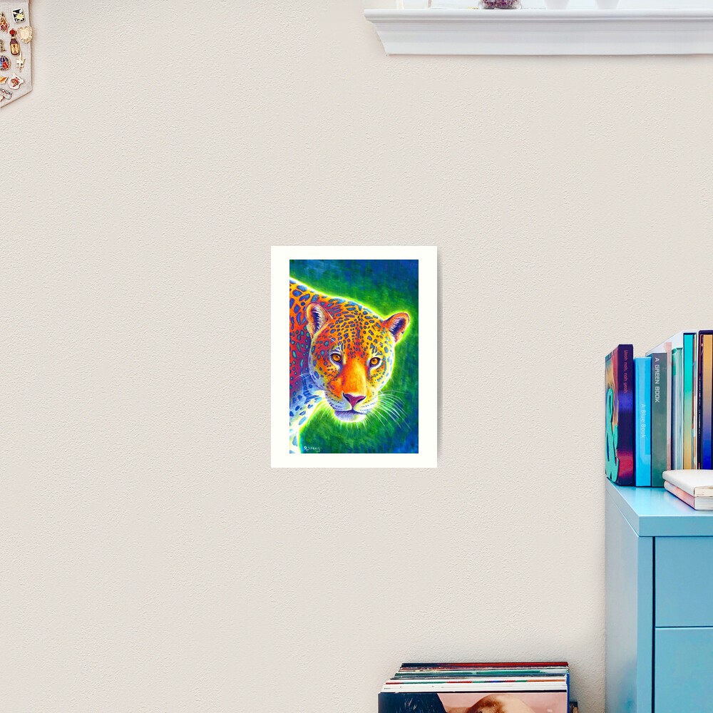 Light in the Rainforest - Psychedelic Rainbow Jaguar Art Print