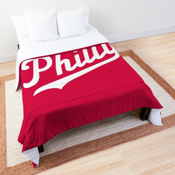Philly Script - Red/White Comforter