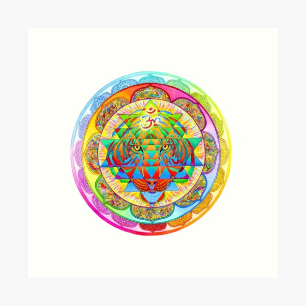 Item preview, Inner Strength Psychedelic Tiger Sri Yantra Trippy Mandala designed and sold by Rebecca Wang.