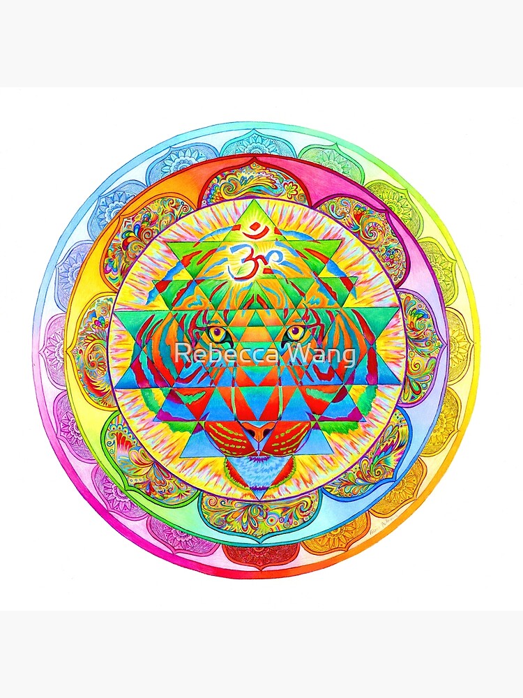 Inner Strength Psychedelic Tiger Sri Yantra Mandala by lioncrusher