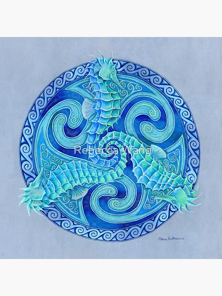 Seahorse Triskele Blue Celtic Mandala by lioncrusher