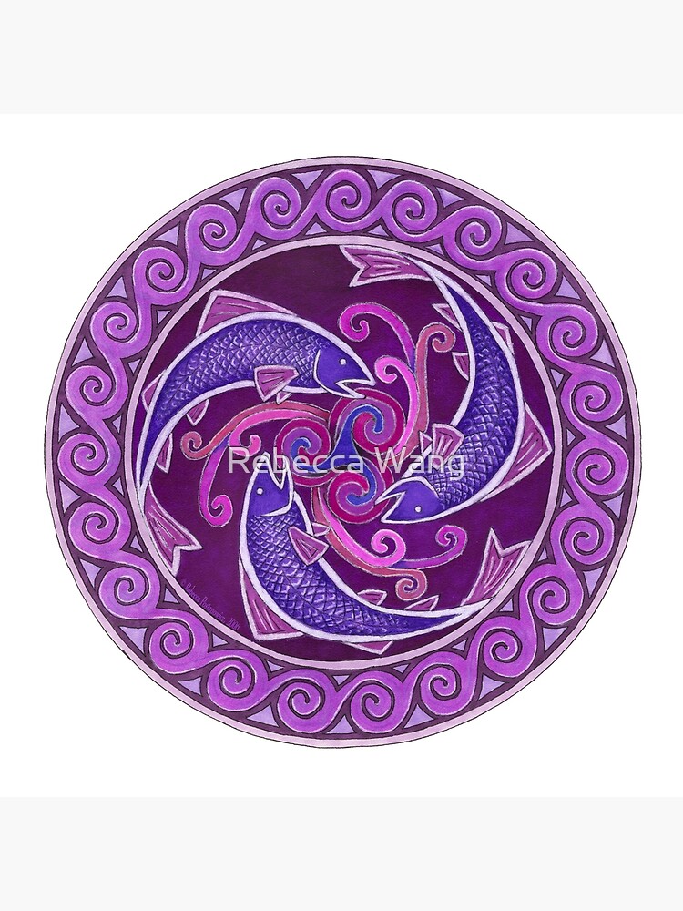 Purple Fish Spiral Celtic Triskele Mandala by lioncrusher