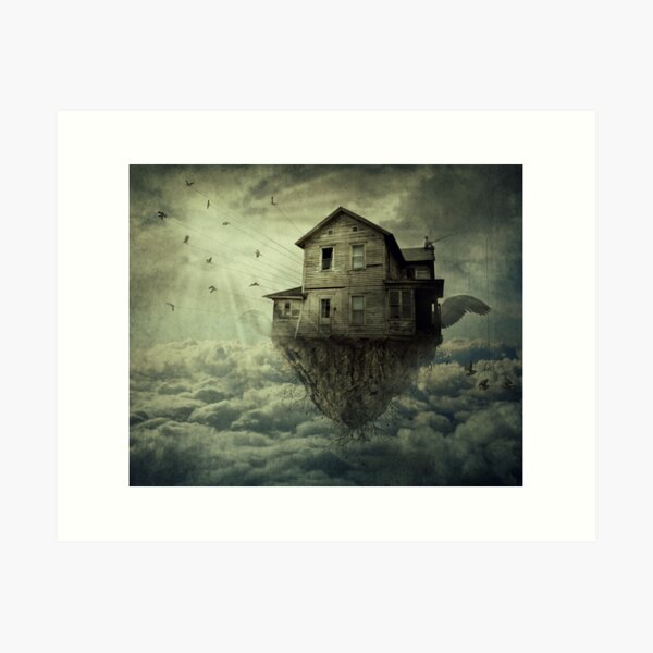 Surreal Flying House Art Print