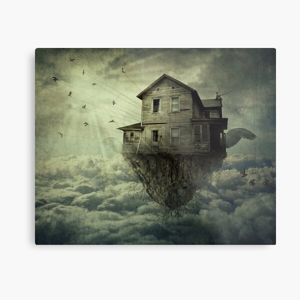 Surreal Flying House Metal Print