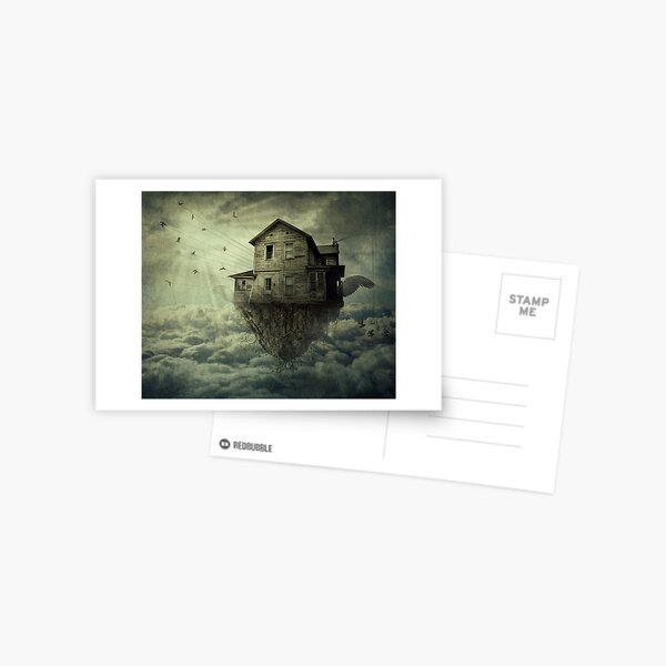 Surreal Flying House Postcard