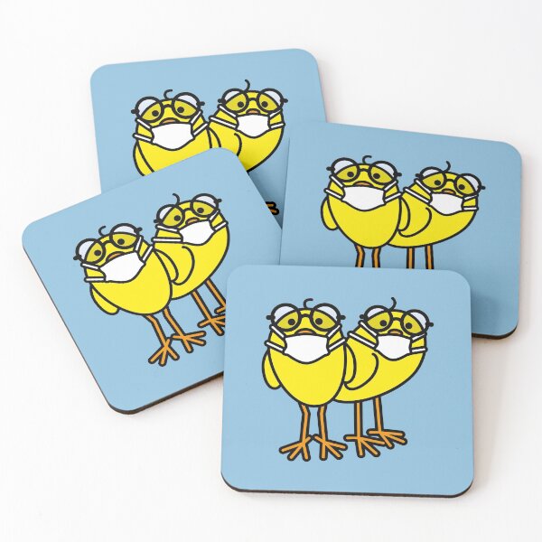 Item preview, Couple of Yellow Chicks wearing Spectacles and Medical Masks designed and sold by CleverPencil.