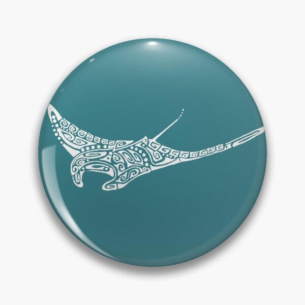 Item preview, Manta ray tattoo white turquoise background designed and sold by Zamen.